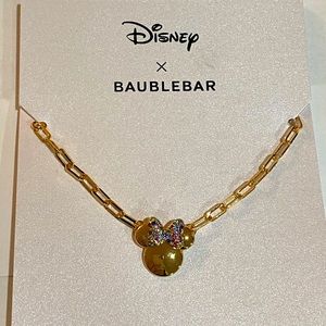 Disney BaubleBar Minnie Mouse Necklace confetti multicolored bow NWT